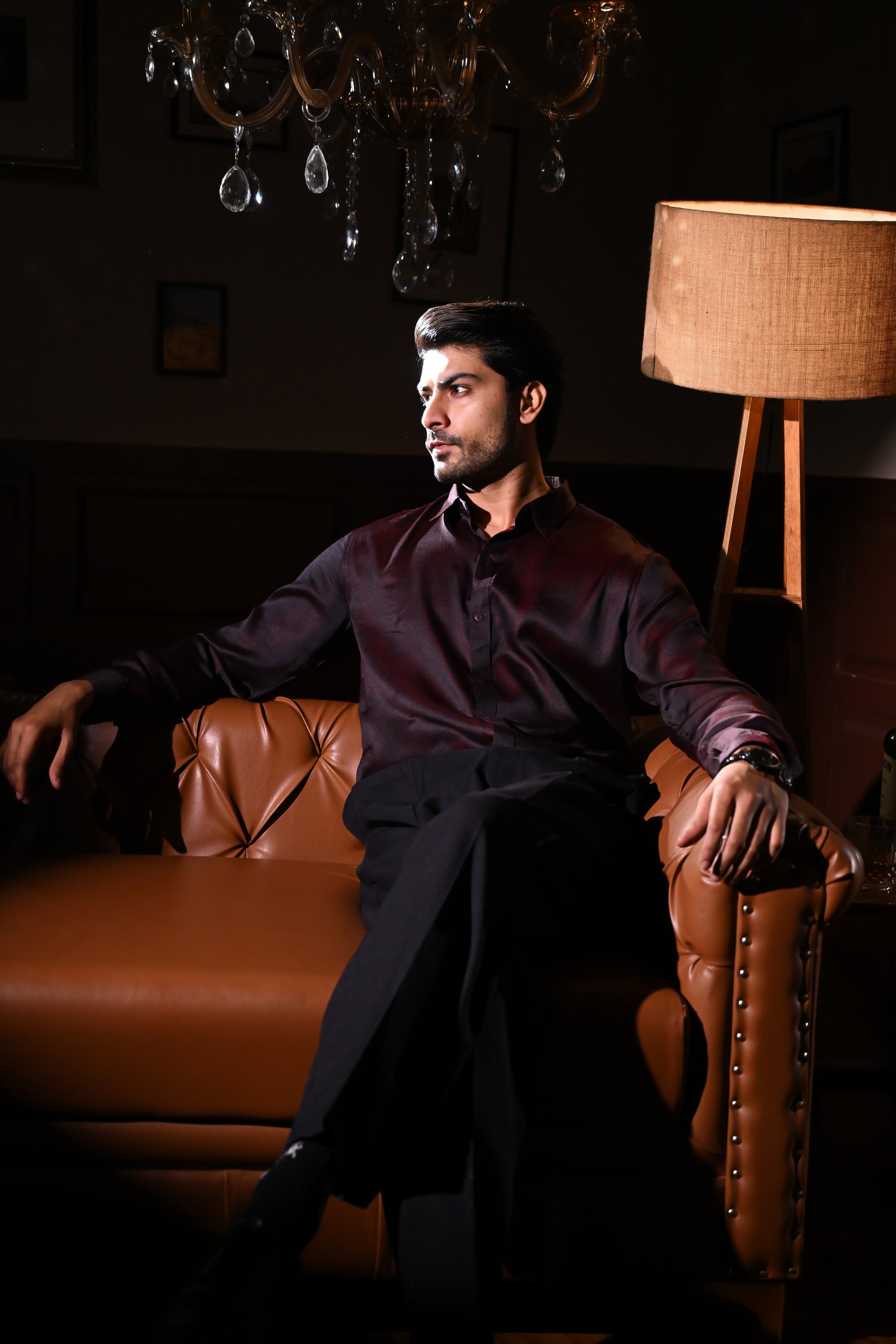 Cocktail- Wine Red shirt in Cotton Silk Material