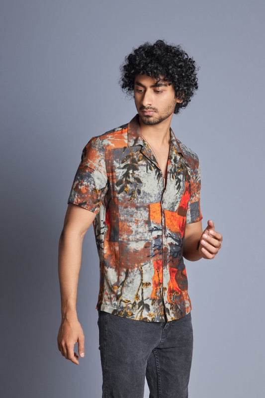 Art- Cuban Collar Shirt for Men