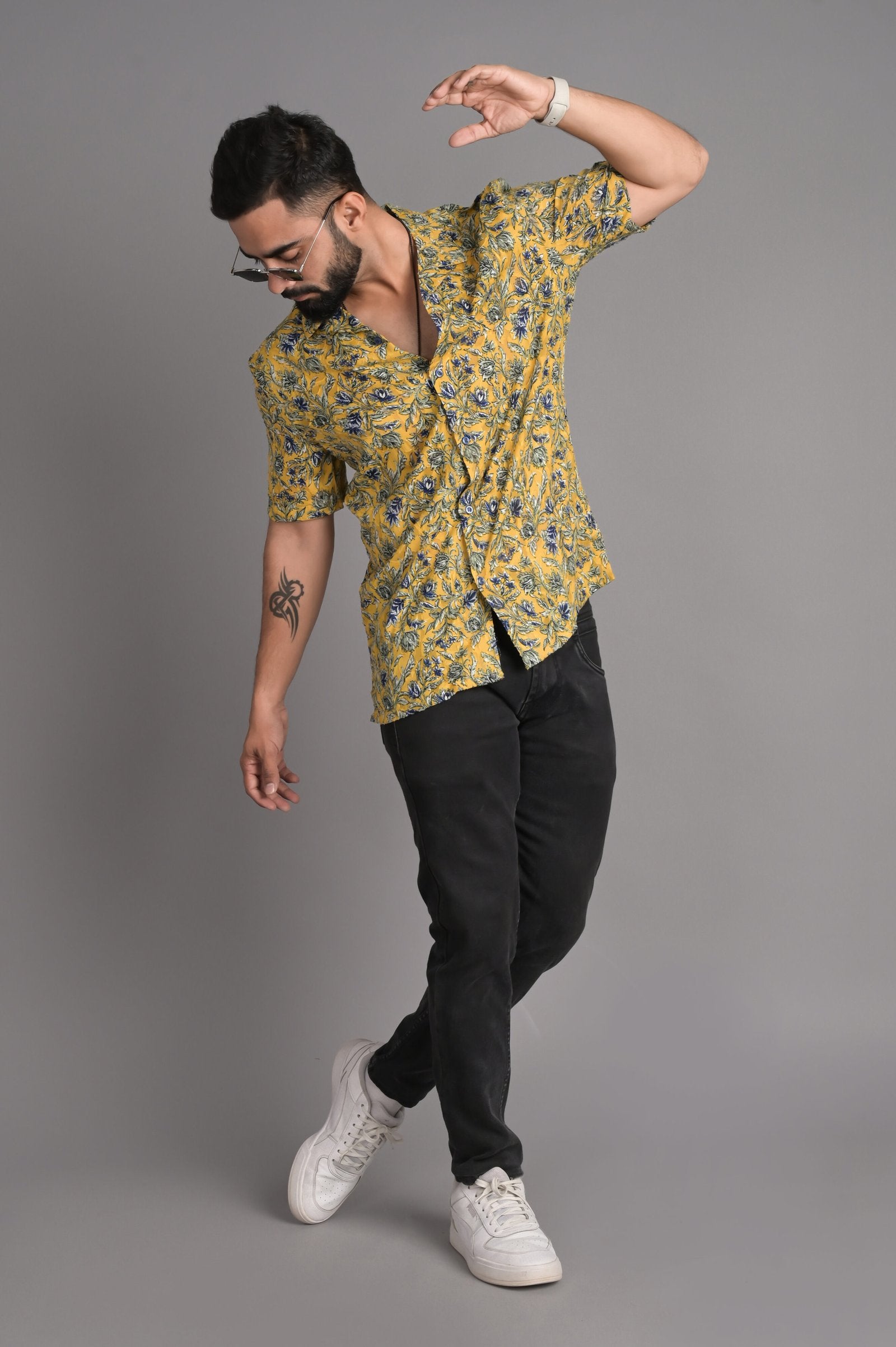 Bloom- Semi-Transparent Georgette Jacquard Shirt for Men