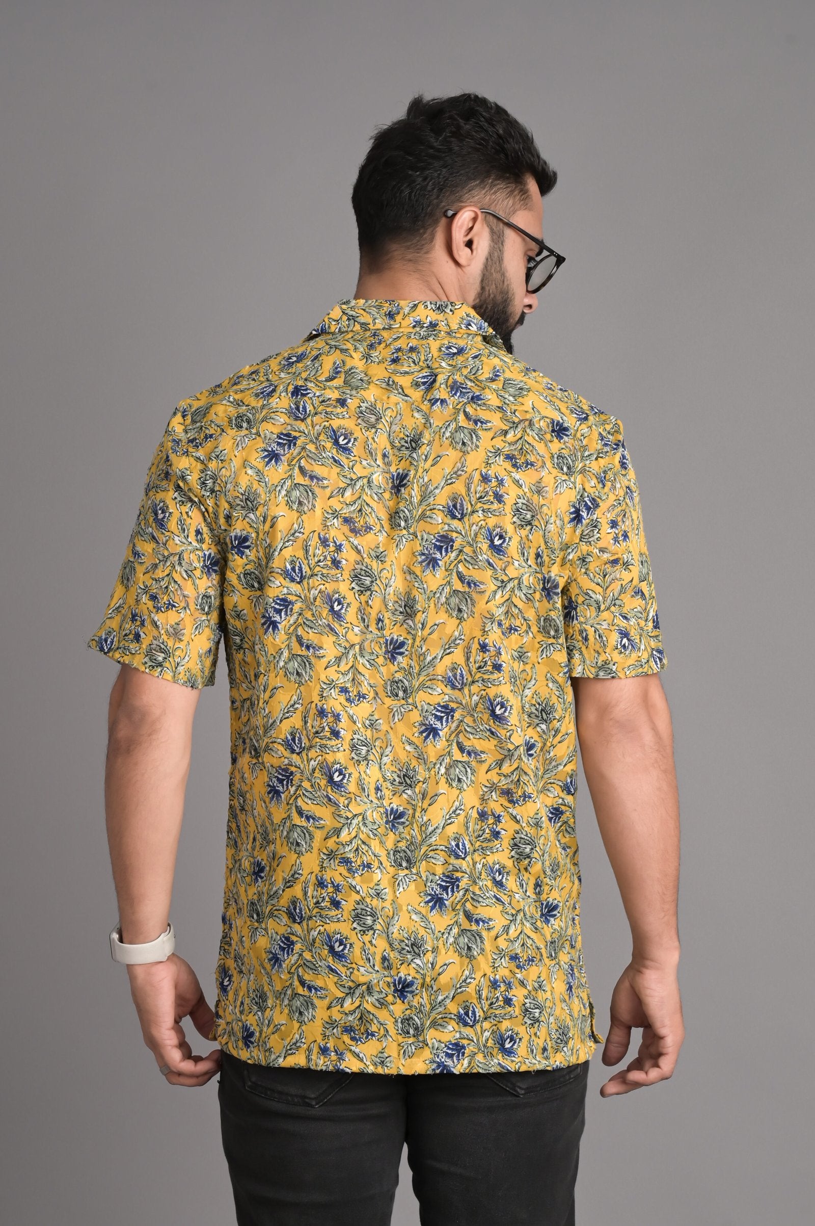 Bloom- Semi-Transparent Georgette Jacquard Shirt for Men