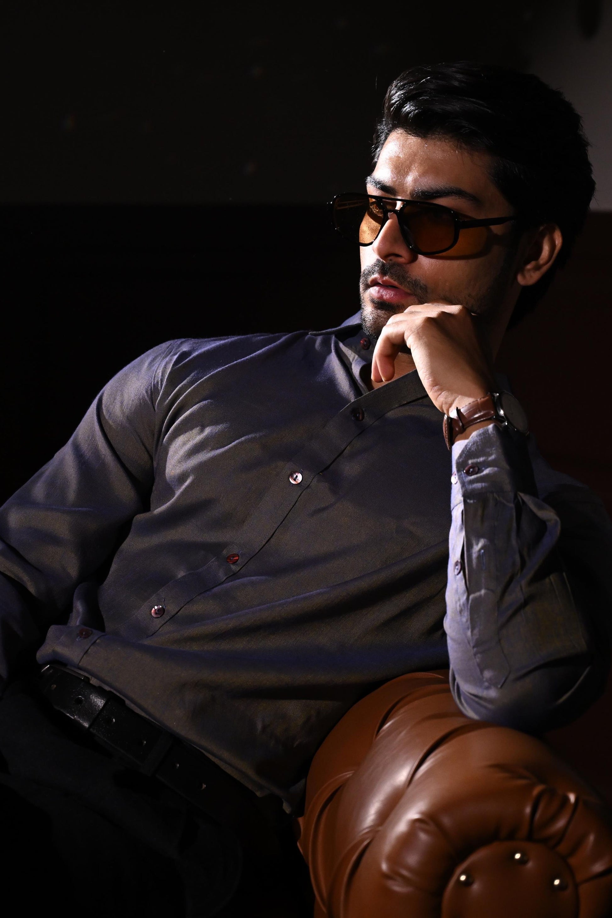 Blue Lagoon- Cotton Silk Mens Clubbing Shirt