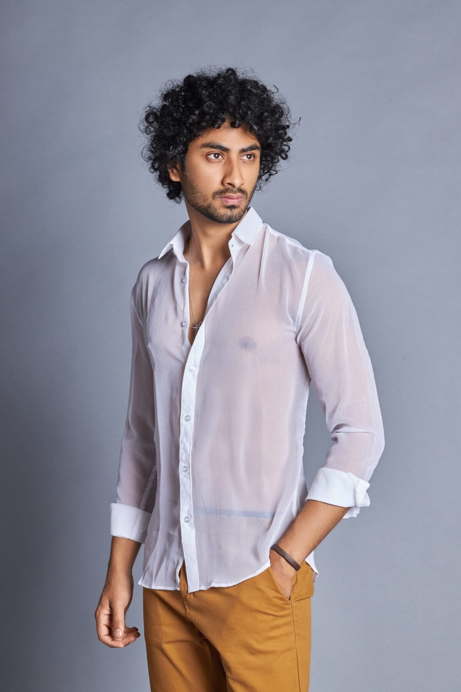 Cloud- White Transparent Shirt for Men