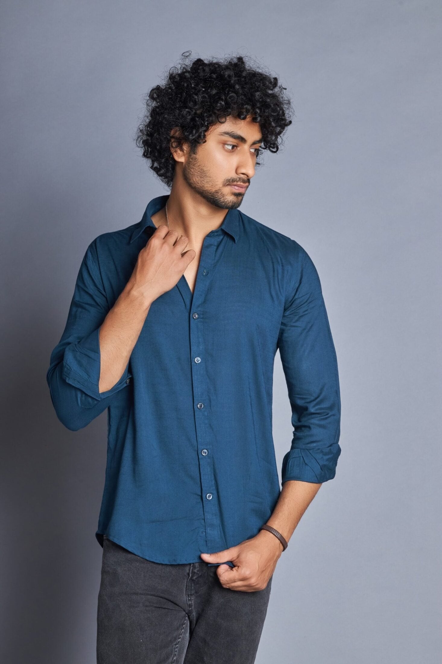 Cobalt- Rayon Cotton Shirt for men