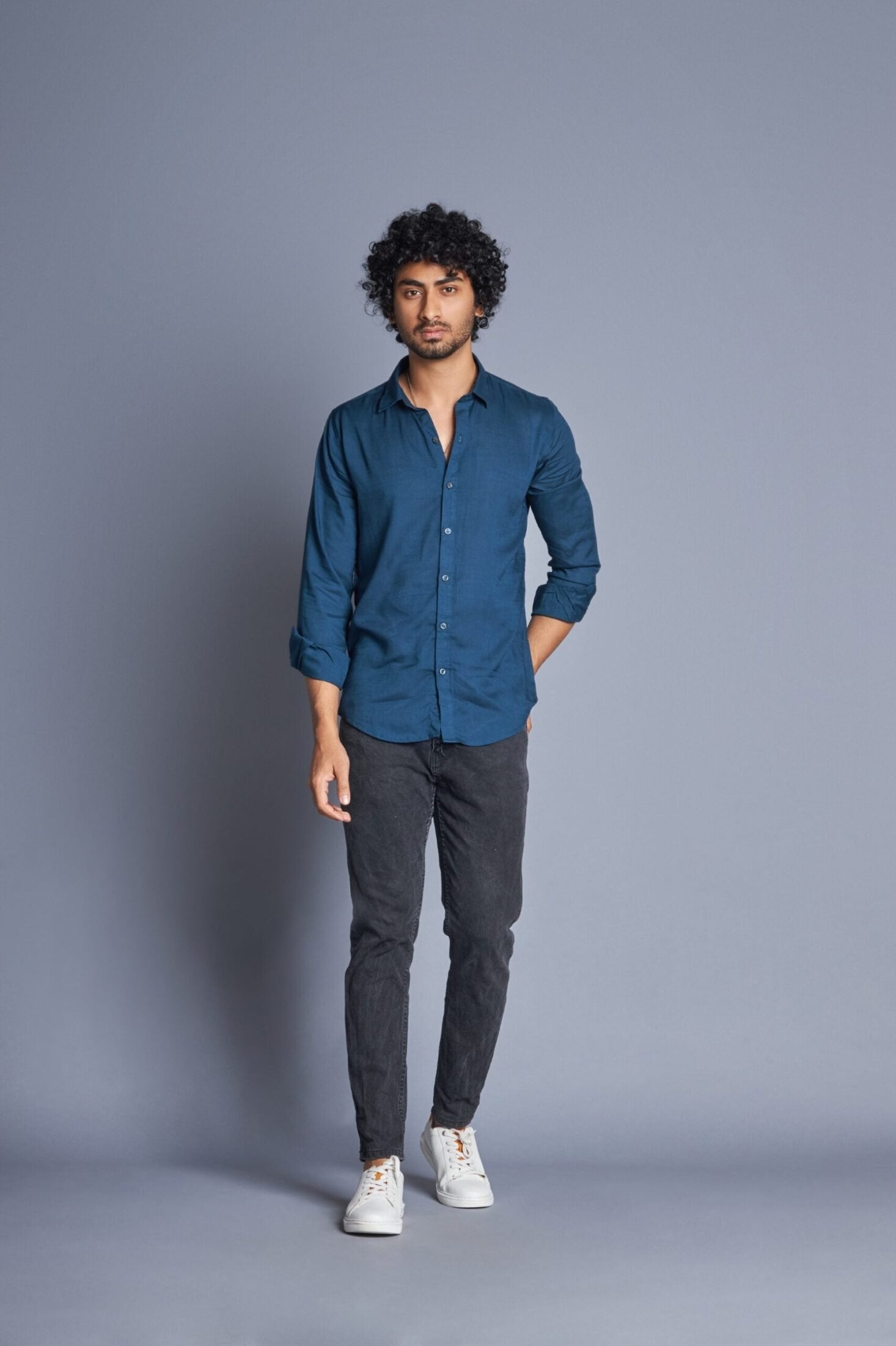 Cobalt- Rayon Cotton Shirt for men