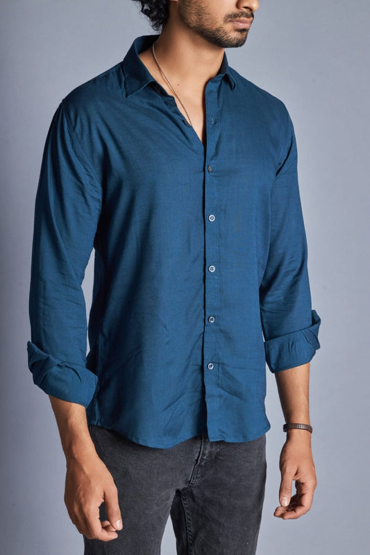 Cobalt- Rayon Cotton Shirt for men