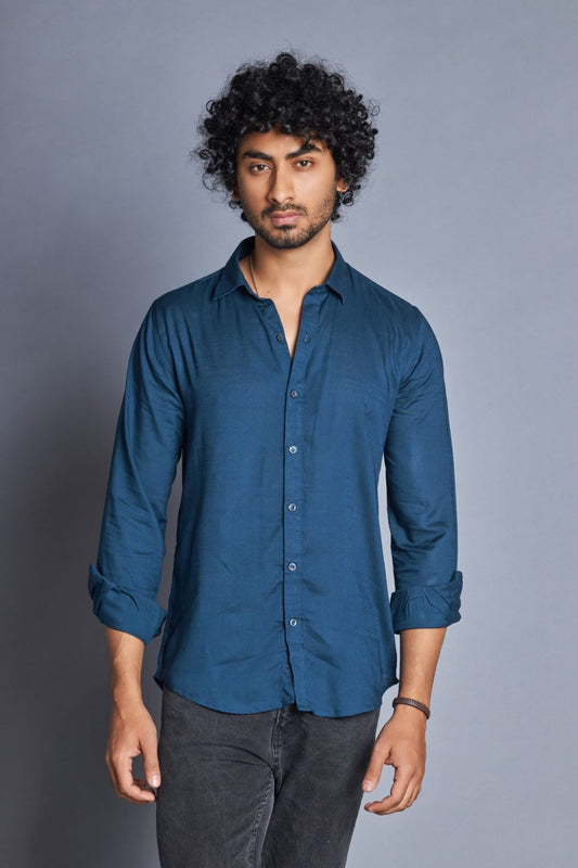 Cobalt- Rayon Cotton Shirt for men