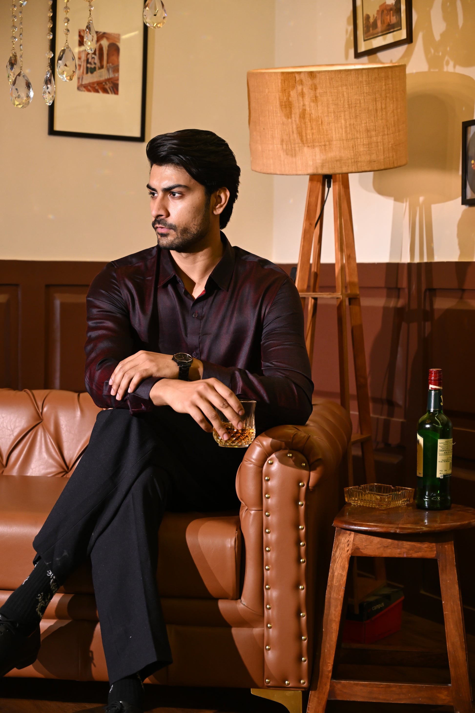 Cocktail- Wine Red shirt in Cotton Silk Material