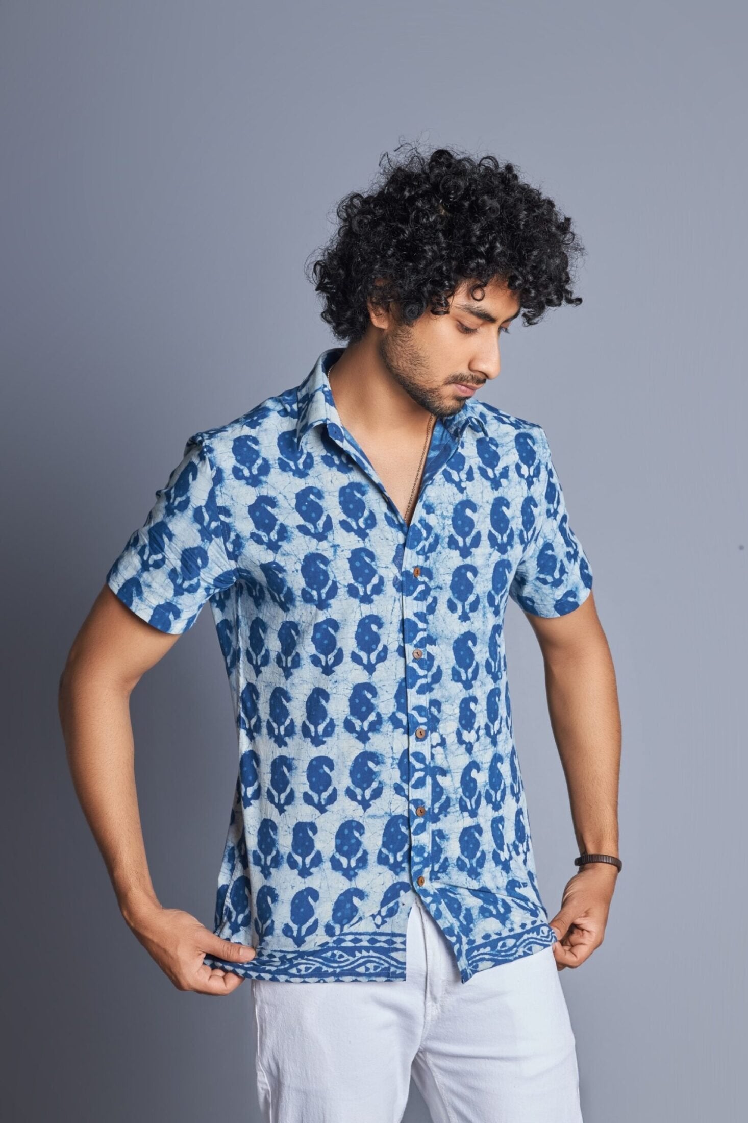 Indigofera- Hand Block Daabu Print Shirt for Men