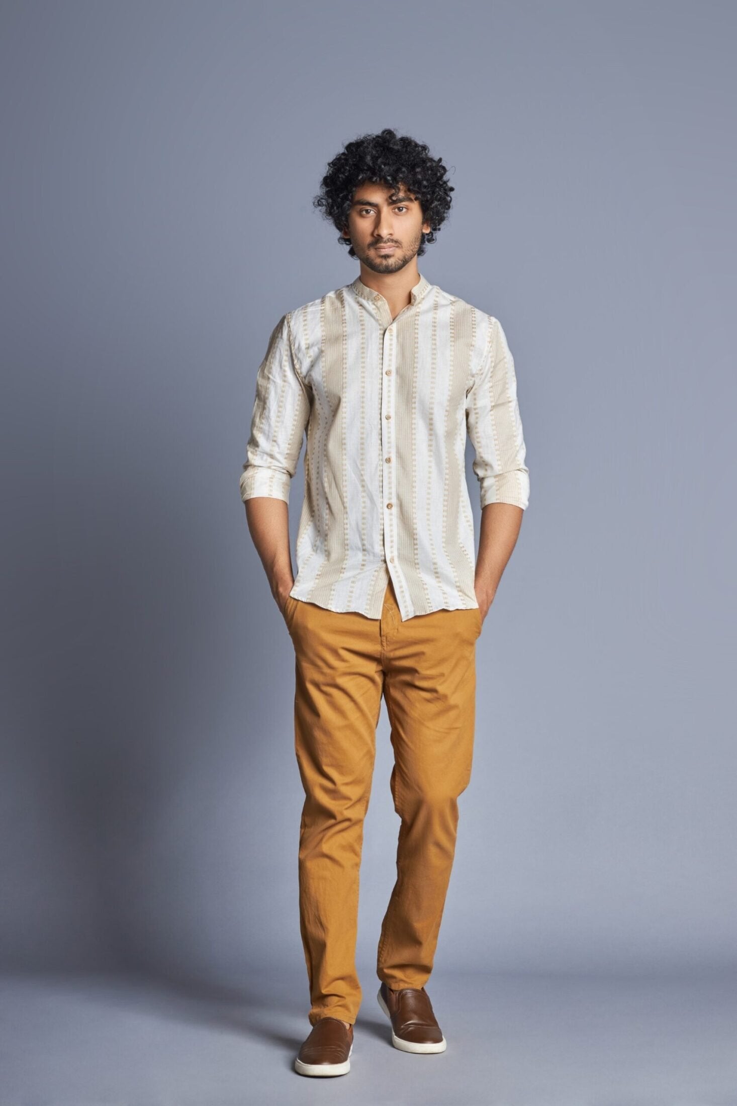 Latte- Handloom Weaved Shirt for Men