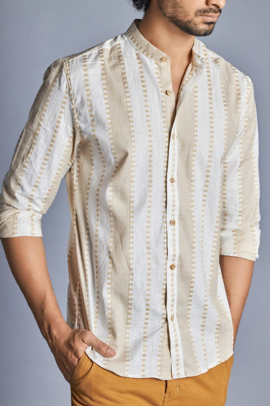 Latte- Handloom Weaved Shirt for Men