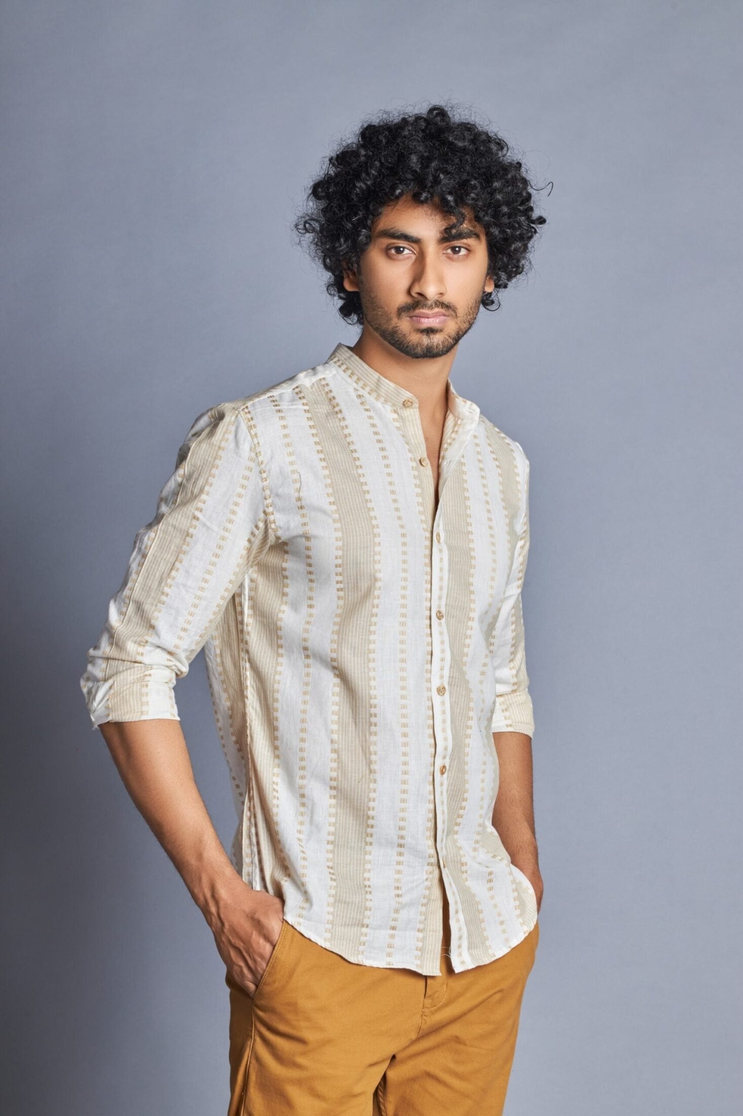 Latte- Handloom Weaved Shirt for Men