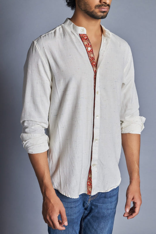 Monarch- White Embroidered Shirt for Men