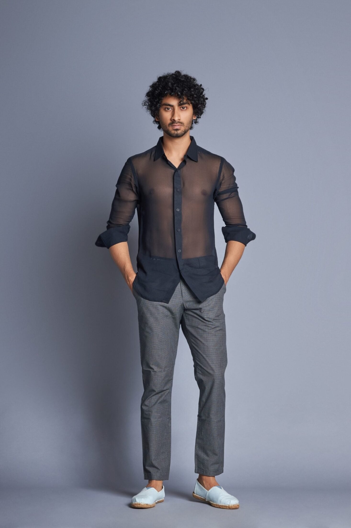 Night- Black Transparent Shirt for Men