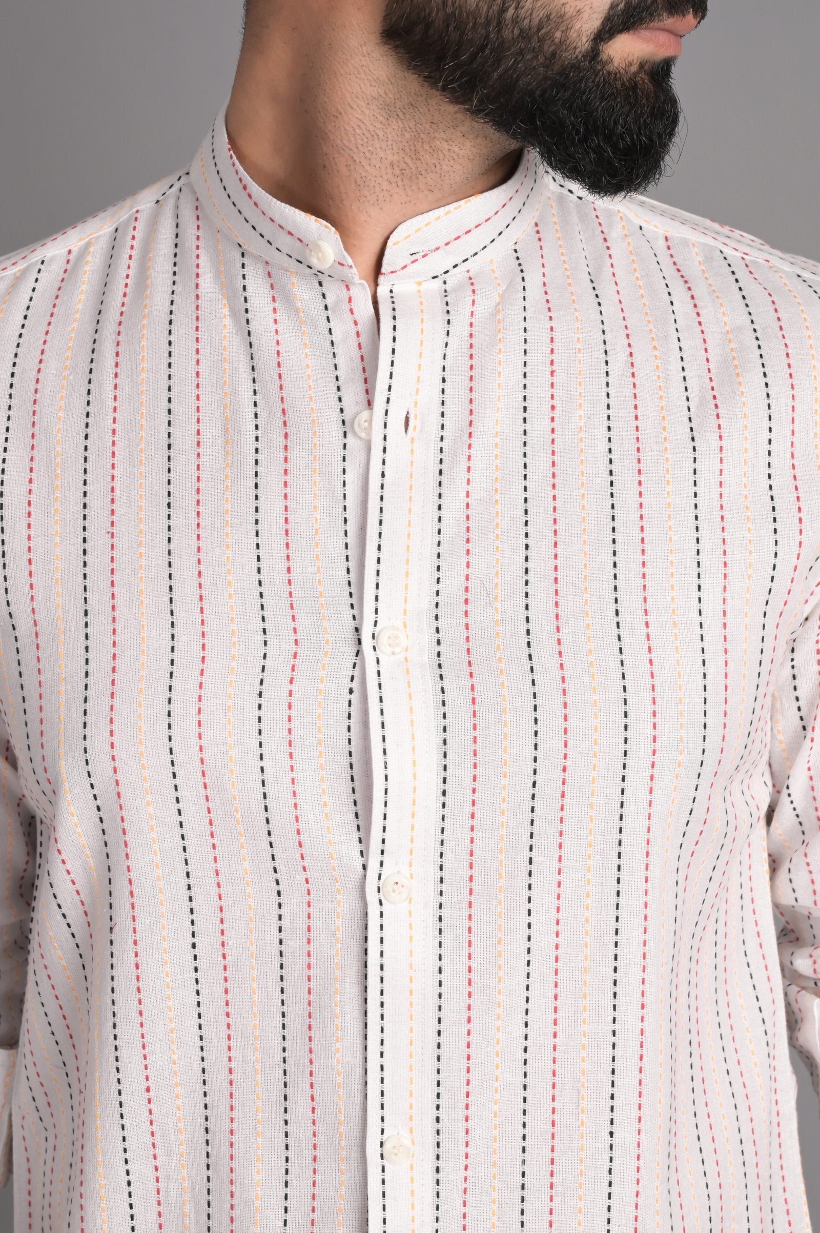Spectrum- Men's Embroidered Shirt in Kantha Work