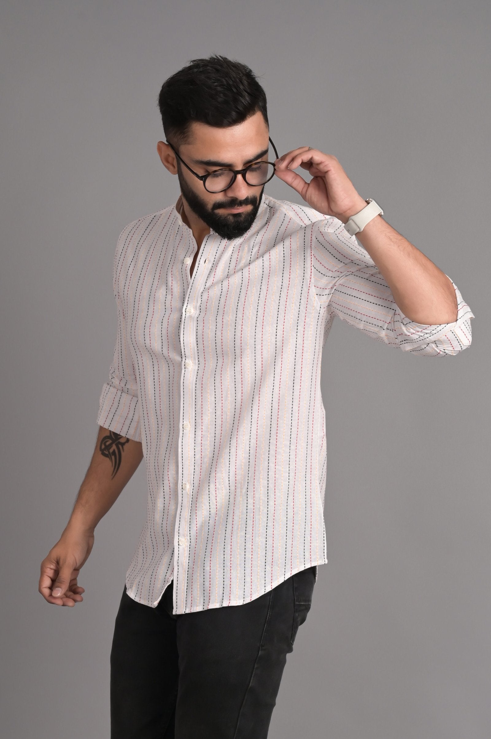 Spectrum- Men's Embroidered Shirt in Kantha Work