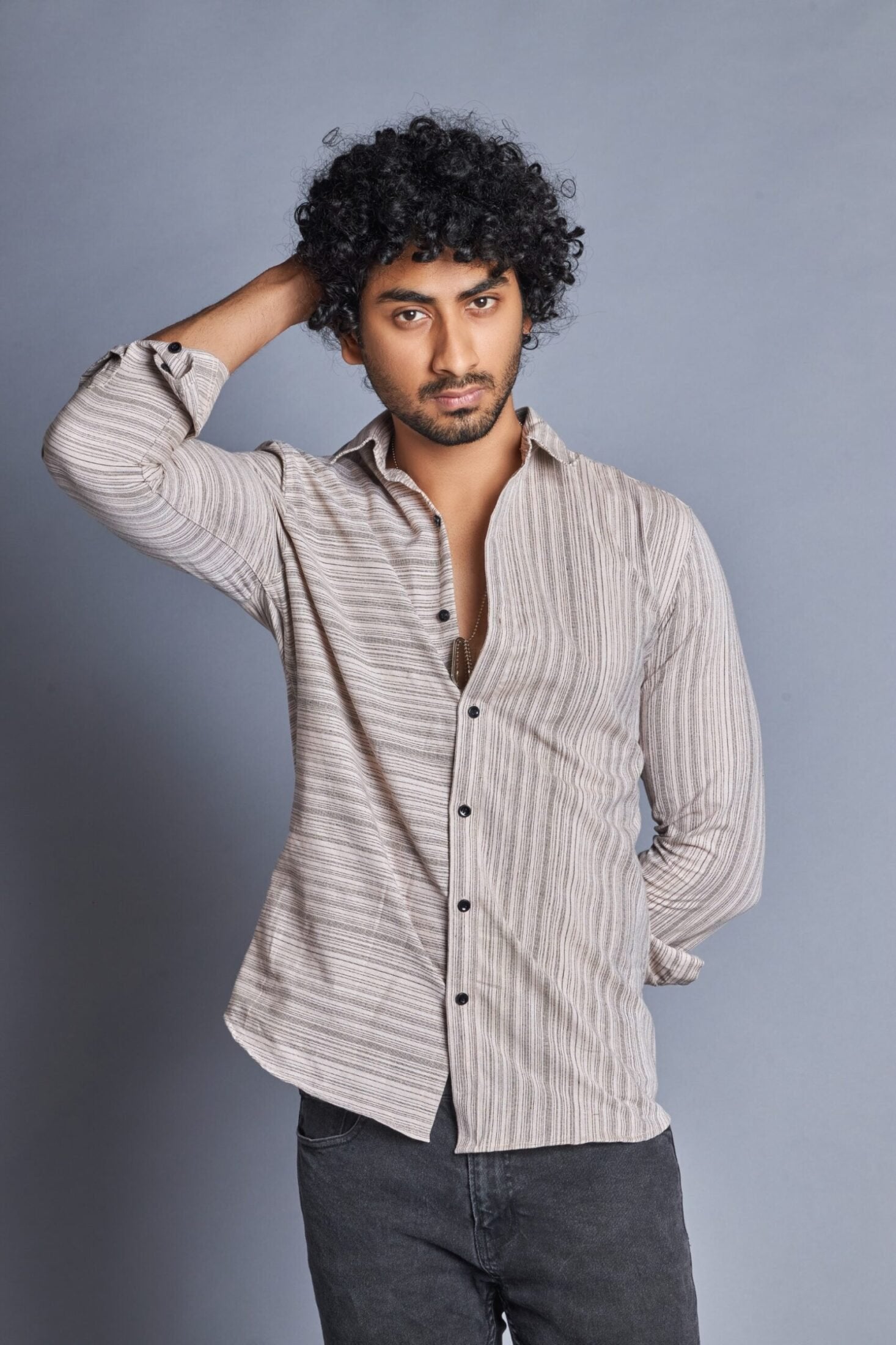 Vertex- Striped shirt for men in South Cotton
