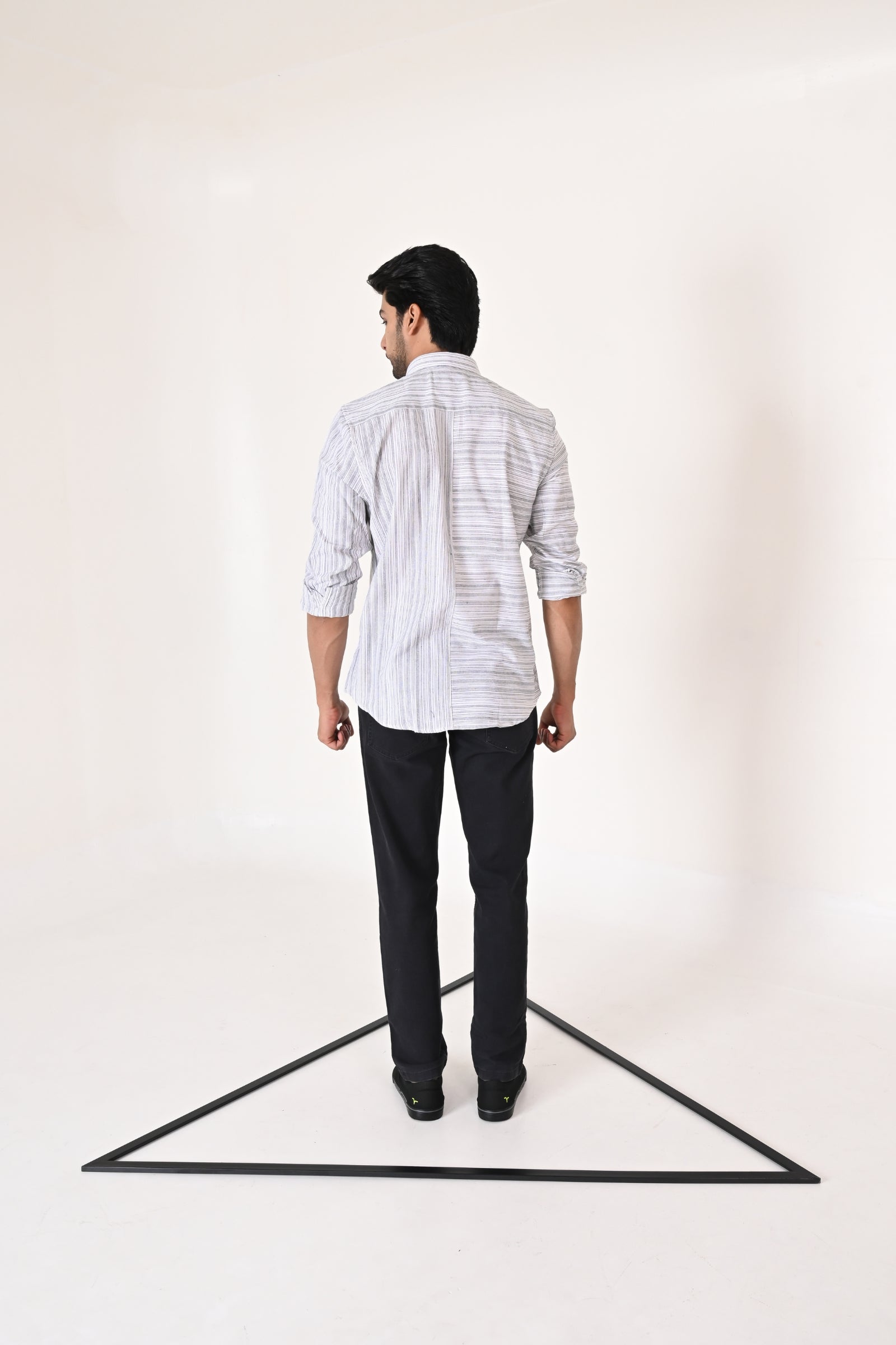 Vertex Grey- Striped shirt for men